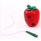 木製ワームEat Applesスレッディングおもちゃ幼児教育Apple Caterpillar Wormギフト