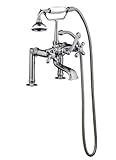 Barclay 4601-MC-SN Rim-Mounted Tub Faucet with Hand Shower, Cross Handles and 5-Inch Spout [並行輸入品]
