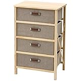 山善 チェスト ナチュラル/ベージュ 幅48×奥行34×高さ60cm 組立かんたん 衣類収納 JDX-4(NA/BE)