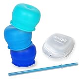 SipSnap こぼれないシリコンコップカバーKID 3個セット+キャリーケース+ストロー (ブルーボーイ) [並行輸入品]