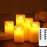 2pcs Flameless Candles &アイボリーFlamelessピラーキャンドル、3 " x 4 " / 5インチ/ 6インチ/ 7インチ/ 8インチ5つサイズWarmホワイトLED、電池