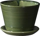 陶器製植木鉢 シェイクルφ１５５ オリーブ（受皿付）
