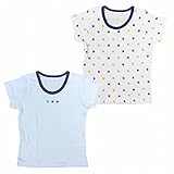 シャツ 肌着 2枚組 ベビー 男の子 半袖 インナー 星柄 サックス-ホワイト 80