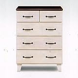 日本製 アンティーク風 幅60cm 4段ローチェスト ホワイト 完成品