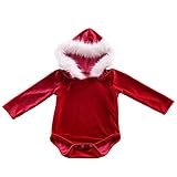 Bringtupクリスマスの赤ちゃんの女の子の服装、ロングスリーブロンパーパーカー、ベルベット冬のアウターウェアボディースーツワンピース、ベビーブラウス