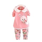 Laparc (ラパルク) うさぎ アンサンブル プルオーバー ベビー キッズ ピンク ライトグリーン ( 73cm 80cm 90cm 100cm ) 長袖 ズボン (80cm, 桃)