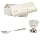 Bambino Baby Christening Gifts. Silverplated Egg Cup & Spoon New Baby Set by Bambino by Juliana