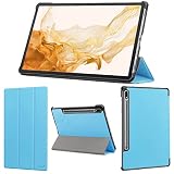 wisers Galaxy Tab S8+ plus 専用タブレットケース (スカイブルー) 12.4インチ 対応 (保護フィルム 付き/スリムタイプ) タブレットカバー 2023 新型