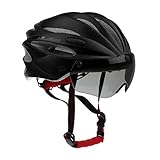 Lovoski MTBバイク 　ロードバイク　 オートバイ 安全ヘルメット　 バイザー付き　4色選べる　 - ブラック