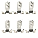 Zeltaユーティリティ壁マウントハンガーscrew-inフックRustproof 304ステンレス鋼、6パック Double Hook シルバー ZF034-A
