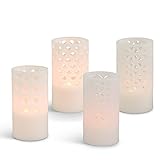 Gerson Everlasting Glow 42748 Wax Carved Flameless LED Pillar Candle 3.11 by 6 Bisque [並行輸入品]