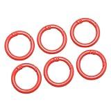 [KUKU工房] カラビナ カラータイプ 丸型リング キーホルダー金具 6個セット (01.レッド, 外径20mm)