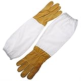 1ペア 防護グローブ 長袖 養蜂器具 養蜂用手袋 防護 羊皮 手袋 防刺 虫除け 草刈り ガーデニング イエロー XXL