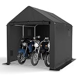 COVERONICS サイクルハウス 4台用 大型 自転車置き場 屋外 オートバイクガレージ サイクルポート バイクシェルター 自転車 テント 防水防風防塵遮熱（ブラック 幅210×奥行240×高さ210cm）