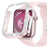 CIOODDW for アップルウォッチ カバー 40mm 41mm 42mm 44mm 45mm 46mm 49mm キラキラ 超簿軽量 耐衝撃 100%灵敏度 96颗 金属 ダブルダイヤモンド 飾りフレーム apple watch カバー Series ultra 3/2/1 /11/10/9/8/7/SE3/SE2/SE/6/5/4（40mm,ピン&シルバー,液晶フィルムなし）