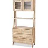 LOWYA （ロウヤ） キッチン キッチン収納 食器棚 キッチンボード 半完成品 ガラス扉付き ハイタイプ 高175cm ナチュラル おしゃれ 新生活