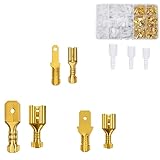 HUIKKJP 平型端子セット 圧着端子 135個セット 絶縁スリーブ 耐久性 防水 ギボシ端子 接続端子 オスメス セット 配線接続スピーカー 収納ケース付き