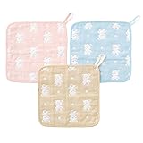 (チャックル) chuckle 6層ガーゼくまちゃん ループ付きハンカチ　25×25cm　ベージュ　P9901-00-50