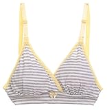 Angeliebe エンジェリーベ マタニティ インナー アンダーがらくちんな ブラトップ （ ボーダー ） 授乳ブラ ノンワイヤー 産前 産後 ブラジャー M グレー×オフ 24237 242372