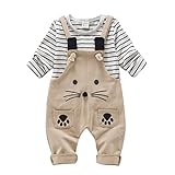 子供 シャツ パンツ ベビー 服 長袖 トップス 長ズボン 二点セット ストライプ マウス柄 ファッション かわいい 女の子 男の子 秋 冬 (80cm, イエロー)