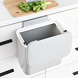 壁掛け ごみ箱 扉や引き出しに掛けて使える生ごみ箱 フタ付きゴミ箱 壁掛けキッチン トイレ 洗面所 ゴミ箱しっかり プラスチック製(ホワイト)