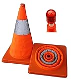 1stモール [ 折り畳み式 ] カラーコーン 三角コーン 工事現場 [ LEDユニット付き ] LEDランプ 点灯 伸縮 ST-CORN01