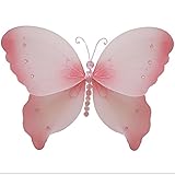 Hangingバタフライピンククリスタルナイロンメッシュ蝶装飾赤ちゃん保育園寝室装飾、女の子ルーム天井壁装飾ウェディング、誕生日パーティー、ベビーシャワー、バスルーム、子供、子供ホーム3dアートDIY