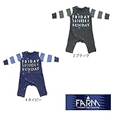 【SiShuNon/FARM】ハッピースリーデイズカバーオール ファーム ハッピー 裏起毛 ボーダー カバーオール 70 2 ブラック