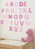 FunToSee Uppercase and Lowercase Alphabet Wall Stickers and Decals Set (Pink)