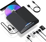 IWEJ 外付け USB3.0/Type-C 読み取り/書き込み 3D 対応 4K 対応 Windows/Mac ポータブル CD/DVD プレイヤー ラップトップ/デスクトップ用 光学ドライブ