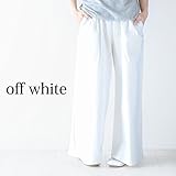 Pearls　おなか周りが決め手！妊娠初期～臨月～産後も快適♪ おなかノンストレス♪ チノサテンのマタニティワイドストレートパンツ (M size, off white)