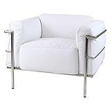 コルビジェデザイン LC3 COMFORT 1P ホワイト 1人掛け シングルソファ 本革 モダン 家具 おしゃれ ソファ デザイナーズ 椅子 リビング シングル ソファー sofa 1seater 白 lc333b1pwh