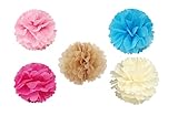 HG-X Set of 5 Tissue Pom Poms Party Decorations Paper Flowers for Weddings, Birthday Parties and Bab