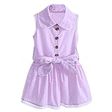 Pettigirl女の子ドレス カジュアル ドレス コットン ドット柄 ガールズワンピース140 [並行輸入品]