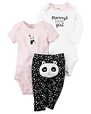 カーターズ carter's 女の子用パンダさんボディースーツ2枚xコーデパンツ上下3点セット (12months(72-78cm)) [並行輸入品]