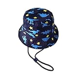 LeafIn ベビー 帽子 キッズ ハット 恐竜柄 ひも付き 日よけ 紫外線対策 UVcut帽子 男女兼用 子供用 綿クロッシェ サファリハット チューリップハット テンガロンハット (48cm, 星