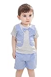 半袖 フォーマルスール 男の子 ボーイズ ベビー 90cm 赤色 灰色 青色 結婚式 セットアップ (ブルー)