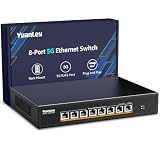 YuanLey 6ポート 10G イーサネットスイッチ｜4×2.5G Base-T + 2×10Gb RJ45｜100/1000/2500Mbps対応｜アンマネージド｜メタル筐体・ファンレス｜2.5G/10G NAS・WiFi AP向け