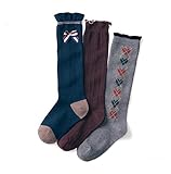 [インソミラ] InSomila ガールズ ハイソックス 靴下 3足セット 蝶結び フォーマル 入学式 卒業式 冠婚葬祭 可愛い キッズ 女の子 紫黒灰 (B M:(15~19cm/3~5歳))