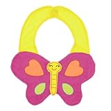 uxcell　よだれかけ　赤ちゃん用　ビブ　　テリー　蝶　イエロー　フクシア　21x15cm　20cm