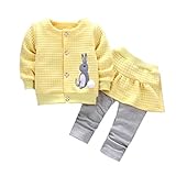 Burning Go ベビー服 ウサギ ポンポン付き 女の子 コート+ズボン 長袖 可愛い キュロット 秋冬 出産祝い 保育園