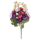 Hillrong 人工観葉植物 造花 写真小道具 DIY ホーム/結婚式/オフィス飾り 装飾 工芸品 枯れない花 7杈21 ダイヤモンド ローズ(2)