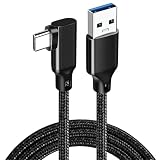 USB Type C ケーブル L字 3m Suptopwxm (10Gbps データ転送 /60W 3A急速充電) USB3.1 Gen2 タイプ c ケーブル USB-A to USB-C 高耐久ナイロン編み スマートフォン・タブレット・ゲーム機などのusb cポートを搭載したデバイスに対応 (ブラック)