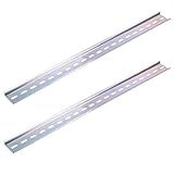 uxcell DINレール スロット付き スチール 取り付けガイド 400mm x 35mm x 6.5mm 厚さ0.8mm シルバートーン 2個入り