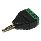 3.5mmステレオミニプラグ変換 4極 オス 端子台 金メッキ端子 ステレオ変換コネクタ オーディオ変換