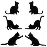 Catland 車 ステッカー 猫 エンブレムチャーム ねこ エンブレム かわいい おしゃれ プレートステッカー カーステッカー 3D 金属製 防水 猫型 デカール シール ラベル 車用 バイク 自転車 スーツケース 装飾 カスタム パーツ 飾り 黒 6個入り