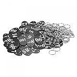 uxcell ナンバータグ キータグ IDタグ 楕円形 リング付き 1-100番号付き ブラック アルミ 装飾部品 100個入り