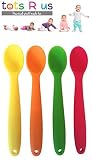 Tots R Us Soft Baby Weaning Spoons. Easy Grip Silicone Bendable Tips. Supports Baby Led Weaning Self