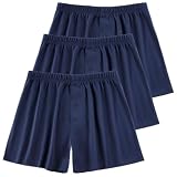 [mom21] メンズ パンツ 下着 ニットトランクス 無地 L 3枚セット (L, ネイビー)