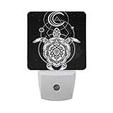 AlazaブラックホワイトSea TurtleドリームキャッチャーLED Night Light Dusk to Dawnセンサープラグin Night Home Decorデスクランプfor Adu